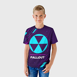 Футболка детская Символ Fallout в неоновых цветах на темном фоне, цвет: 3D-принт — фото 2