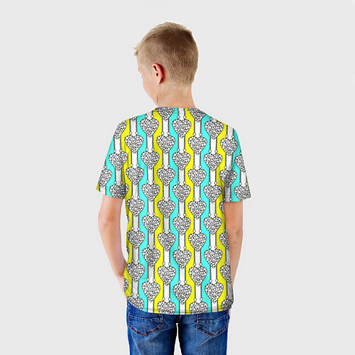 Детская футболка Striped multicolored pattern with hearts / 3D-принт – фото 4