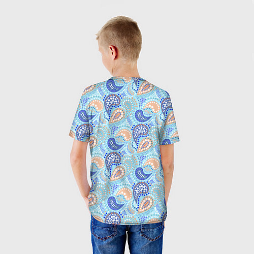 Детская футболка Турецкий огурец Turkish cucumber blue pattern / 3D-принт – фото 4
