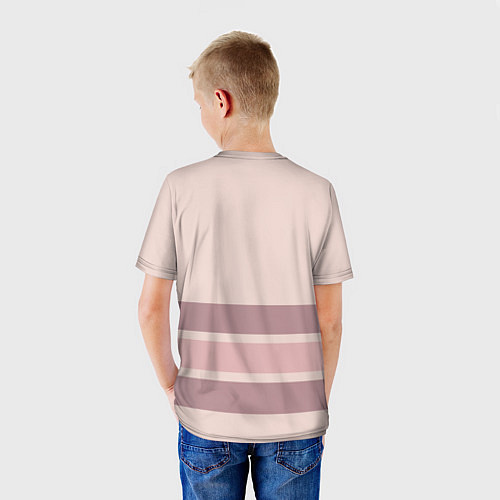 Детская футболка Коричневые полосы на кремовом фоне stripes cream c / 3D-принт – фото 4