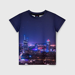 Детская футболка Неоновый ночной город - Фиолетовый