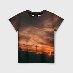 Детская футболка Закатное небо и природа - Оранжевый