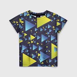 Детская футболка Абстракция Из Жёлтых и Синих Треугольников На Тёмн