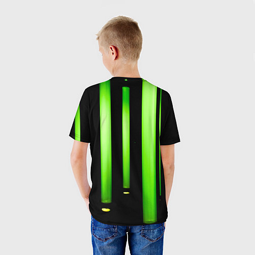 Детская футболка Абстрактные неоновые колбы с кислотой - Зелёный / 3D-принт – фото 4