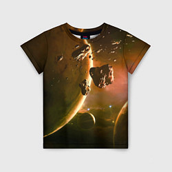 Детская футболка Две планеты в космическом пространстве