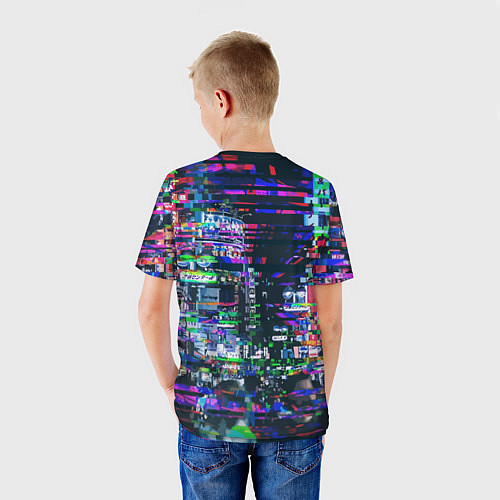 Детская футболка Ночной город - glitch / 3D-принт – фото 4