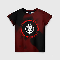 Детская футболка Символ Dead Space и краска вокруг на темном фоне