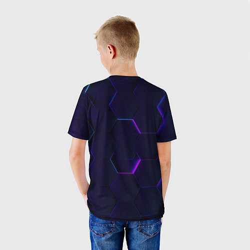 Детская футболка Фигурный фиолетовый фон / 3D-принт – фото 4