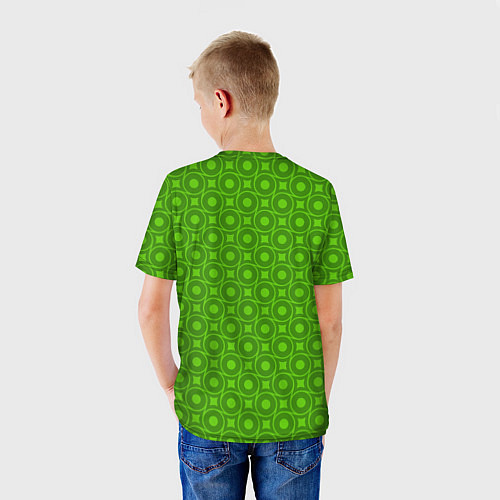 Детская футболка Зеленые круги и ромбы / 3D-принт – фото 4