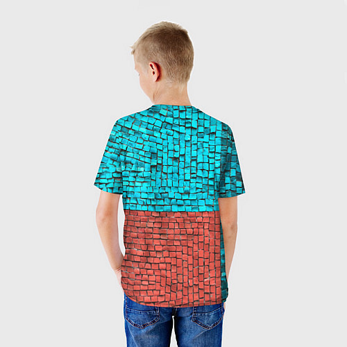 Детская футболка Каменно-кирпичная броня - Оранжевый / 3D-принт – фото 4