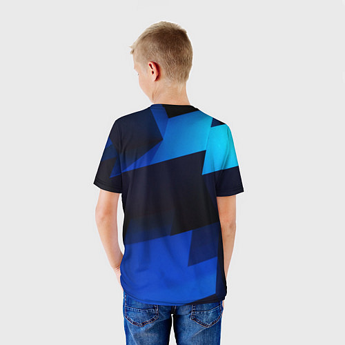 Детская футболка Абстрактные геометрические объёмные фигуры - Синий / 3D-принт – фото 4