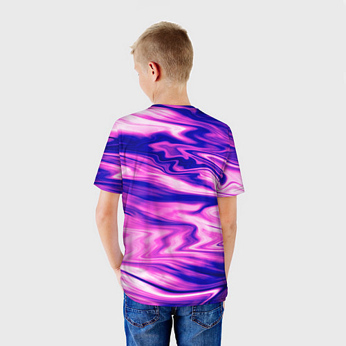 Детская футболка Розово-фиолетовый мраморный узор / 3D-принт – фото 4