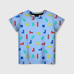 Детская футболка Тетрис на голубом фоне