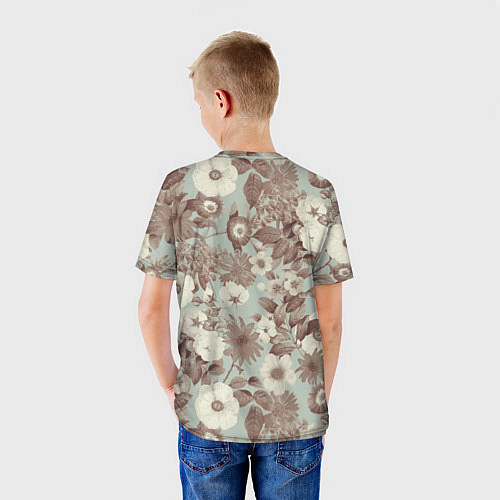Детская футболка Цветы Винтажные На Светлом Фоне / 3D-принт – фото 4