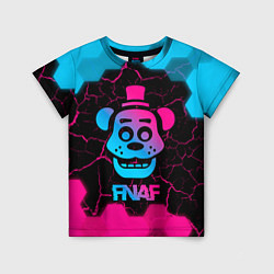 Детская футболка FNAF мишка - neon gradient