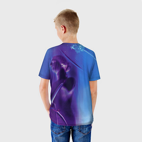 Детская футболка Абстрактные краски и тень - Синий / 3D-принт – фото 4
