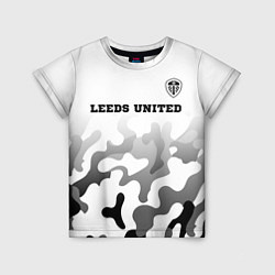 Футболка детская Leeds United sport на светлом фоне: символ сверху, цвет: 3D-принт