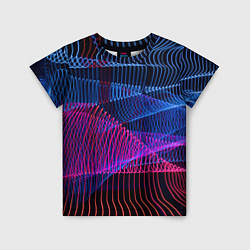 Детская футболка Неоновые электронные волнообразные линии
