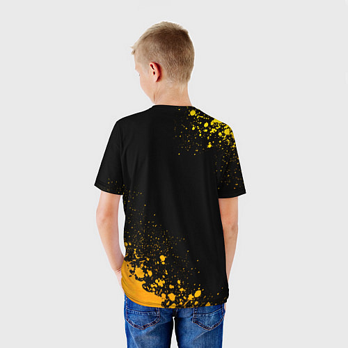 Детская футболка Stray - gold gradient: символ и надпись вертикальн / 3D-принт – фото 4