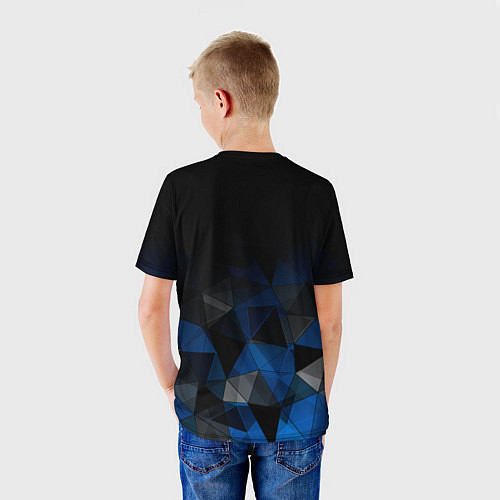 Детская футболка Черно-синий геометрический / 3D-принт – фото 4