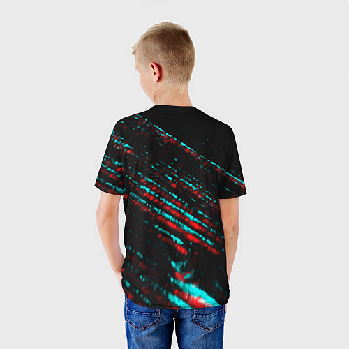 Детская футболка Gears of War в стиле glitch и баги графики на темн / 3D-принт – фото 4