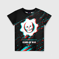 Детская футболка Gears of War в стиле glitch и баги графики на темн