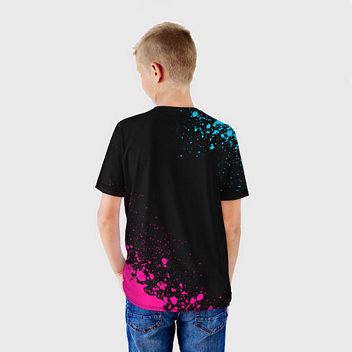 Детская футболка Brawl Stars - neon gradient: символ и надпись верт / 3D-принт – фото 4