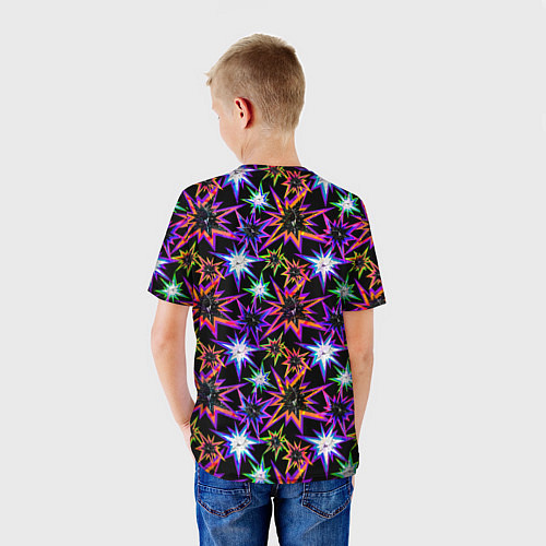 Детская футболка Неоновые звезды на черном / 3D-принт – фото 4