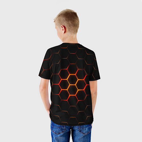 Детская футболка Раскалённые соты - текстура / 3D-принт – фото 4
