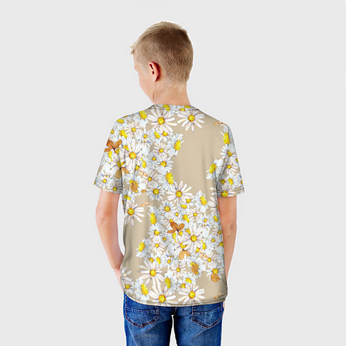 Детская футболка Букет Нарисованных Цветущих Ромашек / 3D-принт – фото 4