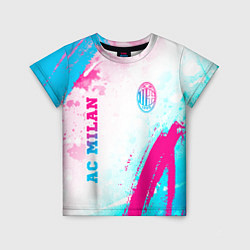 Детская футболка AC Milan neon gradient style: символ и надпись вер