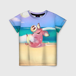 Детская футболка Свинка на пляже хохочет