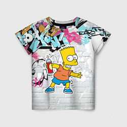 Детская футболка Барт Симпсон на фоне стены с граффити