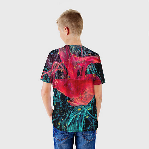 Детская футболка Абстрактный всплеск розовой и голубой красок / 3D-принт – фото 4