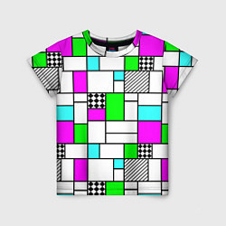 Детская футболка Неоновый геометрический узор с черными линиями