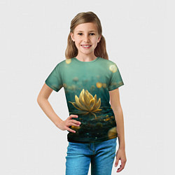 Футболка детская Золотой лотос, цвет: 3D-принт — фото 2