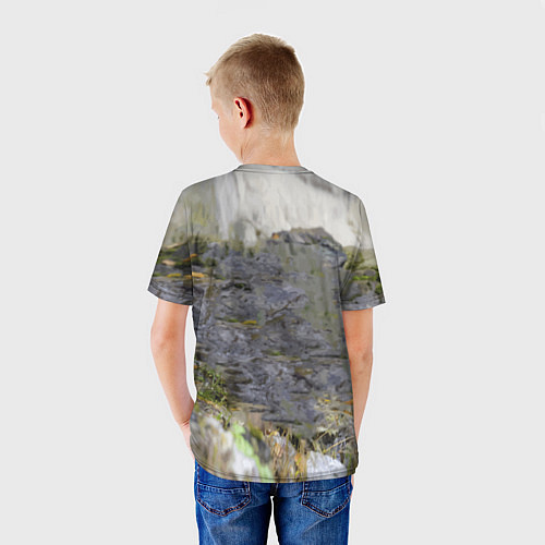 Детская футболка Снежный барс среди скал / 3D-принт – фото 4
