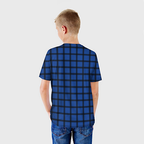 Детская футболка Крупная темно-синяя клетка / 3D-принт – фото 4