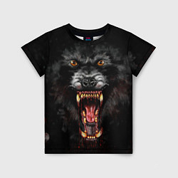 Детская футболка Злой волк с открытой пастью