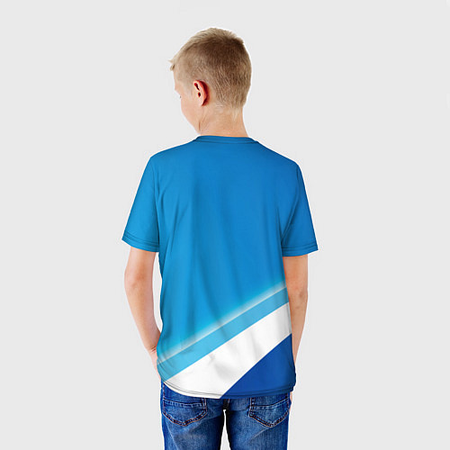 Детская футболка Опель - голубая абстракция / 3D-принт – фото 4