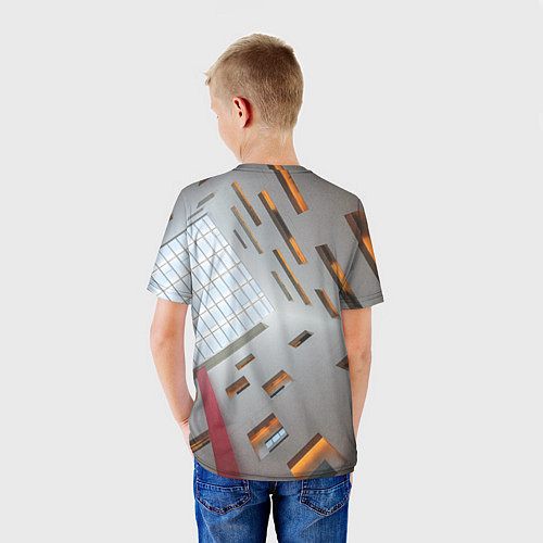 Детская футболка Абстрактное множество окон и пустая крыша / 3D-принт – фото 4
