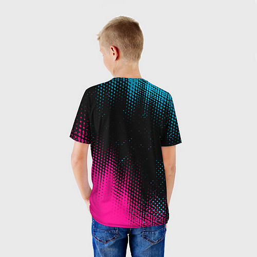 Детская футболка Chevrolet - neon gradient: символ сверху / 3D-принт – фото 4
