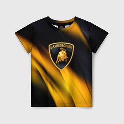 Детская футболка Lamborghini - Жёлто-чёрный абстракция