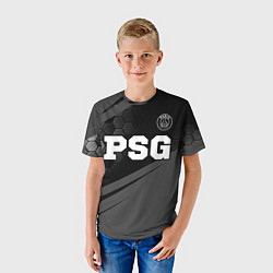 Футболка детская PSG sport на темном фоне: символ сверху, цвет: 3D-принт — фото 2