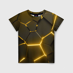 Детская футболка Золотые неоновые геометрические плиты