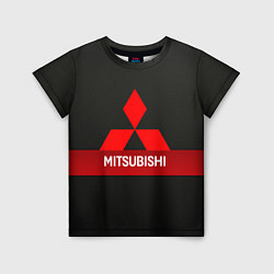 Детская футболка Mitsubishi - логотип - красная полоса