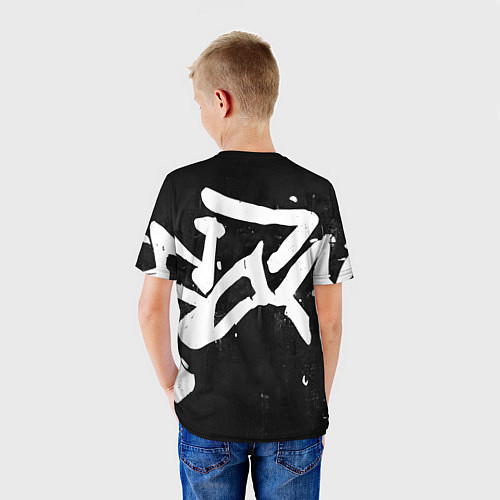 Детская футболка Иероглифы в стиле граффити / 3D-принт – фото 4
