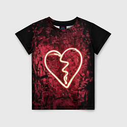 Детская футболка Абстрактное неоновое сердце в механической тьме