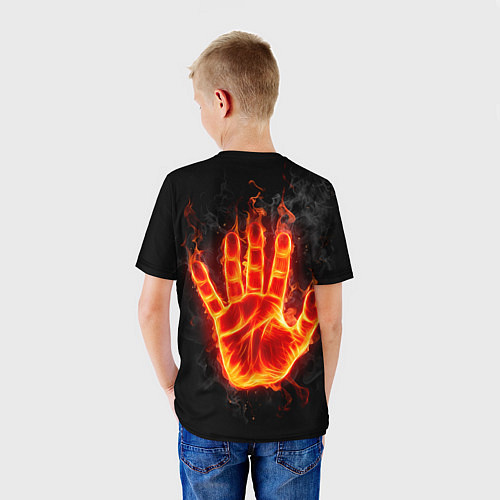 Детская футболка Ладонь из огня / 3D-принт – фото 4