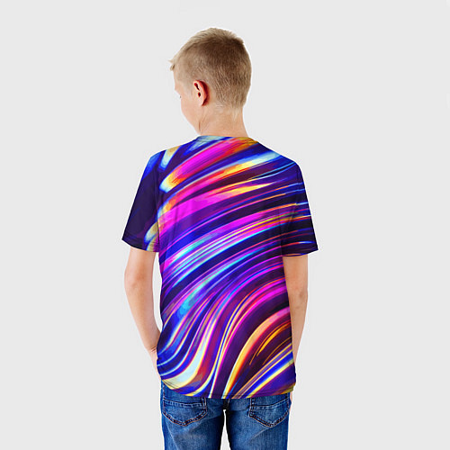 Детская футболка Скейтбордист Барт Симпсон на фоне разноцветных кля / 3D-принт – фото 4
